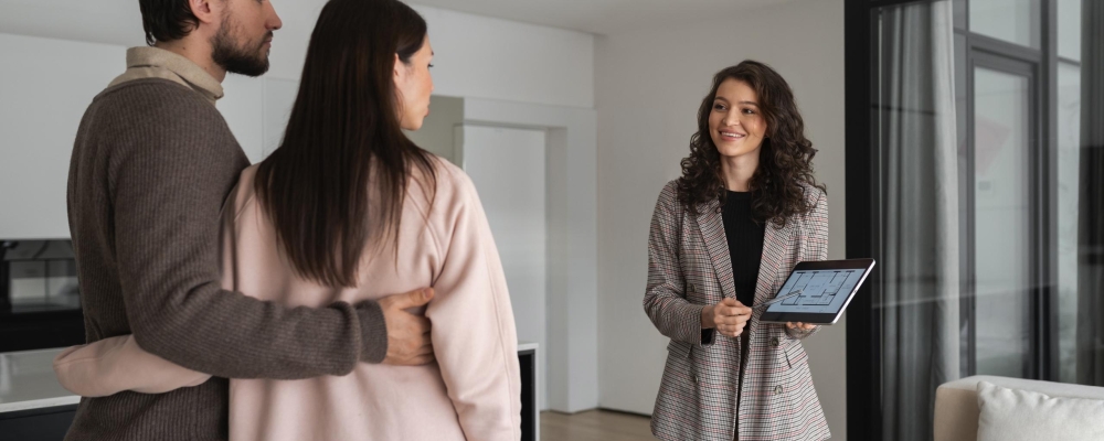 front-view-real-estate-agent-holding-tablet